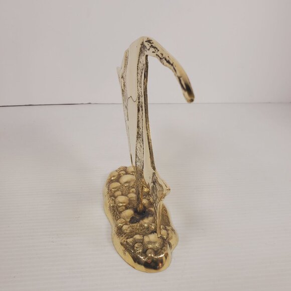 VTG Solid Brass Angelfish Figurine Mid Century Tropical Fish Statue Coastal Ocea - Picture 7 of 12